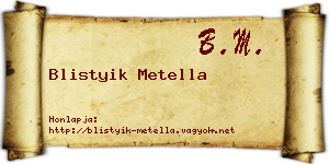 Blistyik Metella névjegykártya